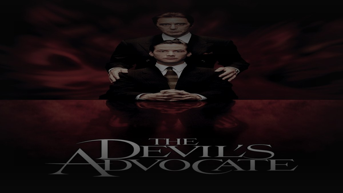 Still from The Devil's Advocate (1997) — tmdb poster (id 1813); genuine film poster. baked at factor 0.45, 1200x675